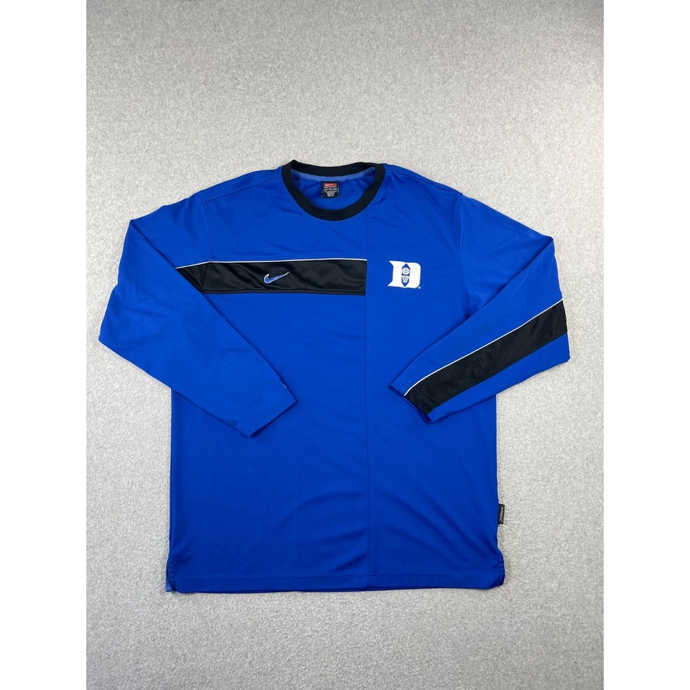 Vintage Duke University Blue Devils Warm Up Shirt Men XL Blue Nike Elite Dri Fit
